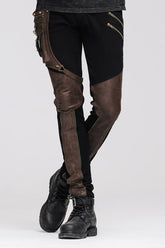 Pantalon homme ajusté à jambe droite style steampunk avec sac